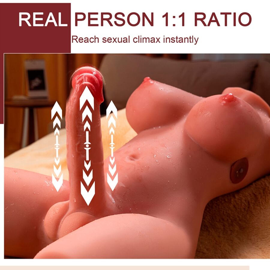 XISE - MIAH LADY BOY TORSO FEMENINO CON DILDO CON VIBRACIÓN Y THRUSTING 55 CM