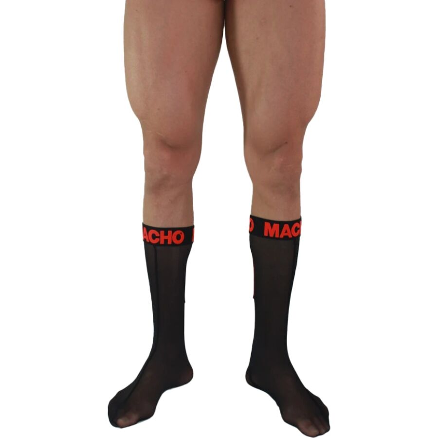 HOMME - CHAUSSETTES FINES NOIR/ROUGE TAILLE UNIQUE