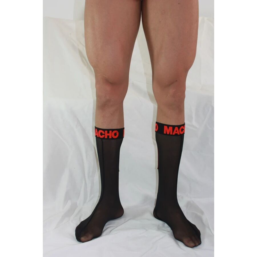 HOMME - CHAUSSETTES FINES NOIR/ROUGE TAILLE UNIQUE