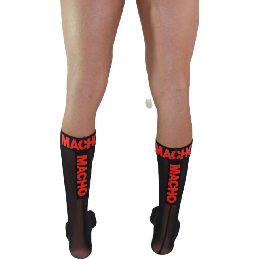 HOMME - CHAUSSETTES FINES NOIR/ROUGE TAILLE UNIQUE