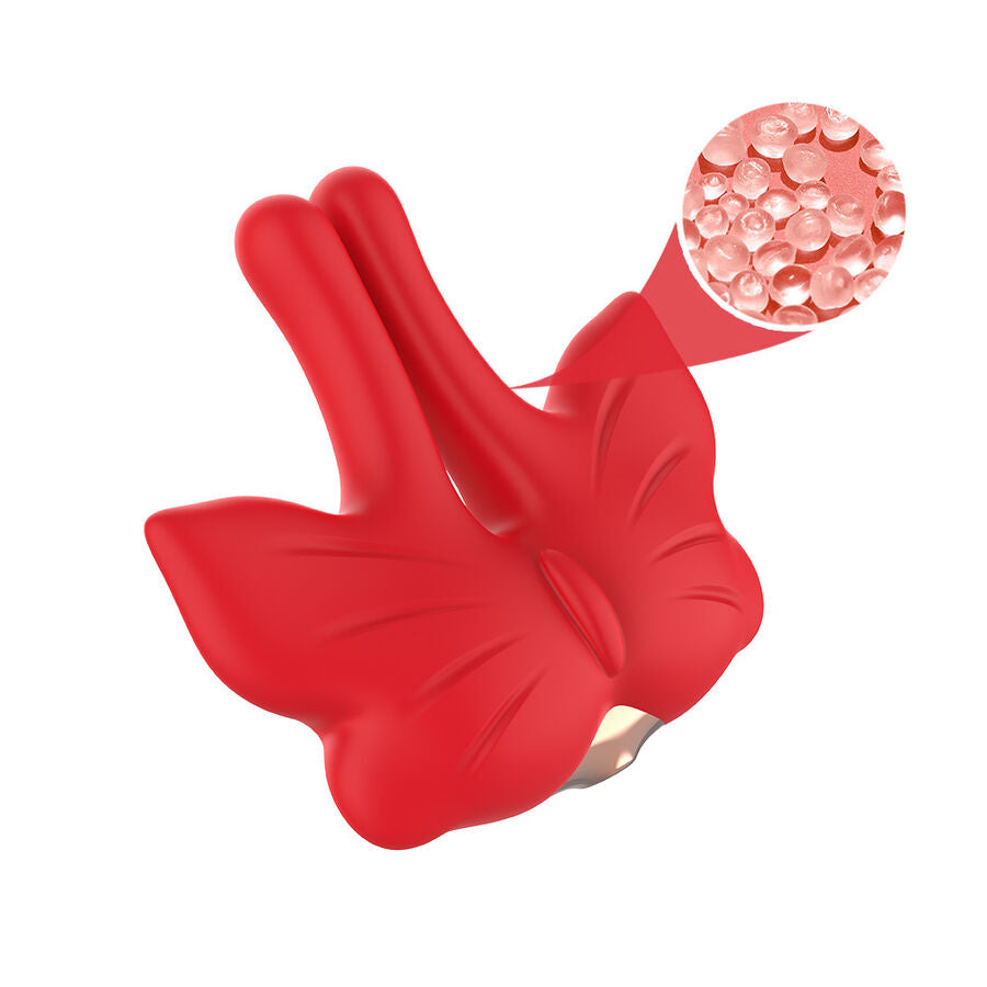 ARMONY - PINCES À TÉTONS MAGNÉTIQUES VIBRANTES FORME PAPILLON ROUGE