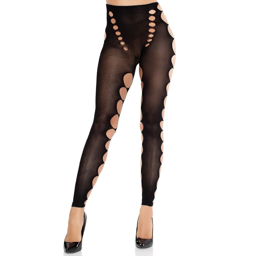 LEG AVENUE - MEDIAS OPACAS SIN COSTURAS CON CORTE EN LOS PIES NEGRO