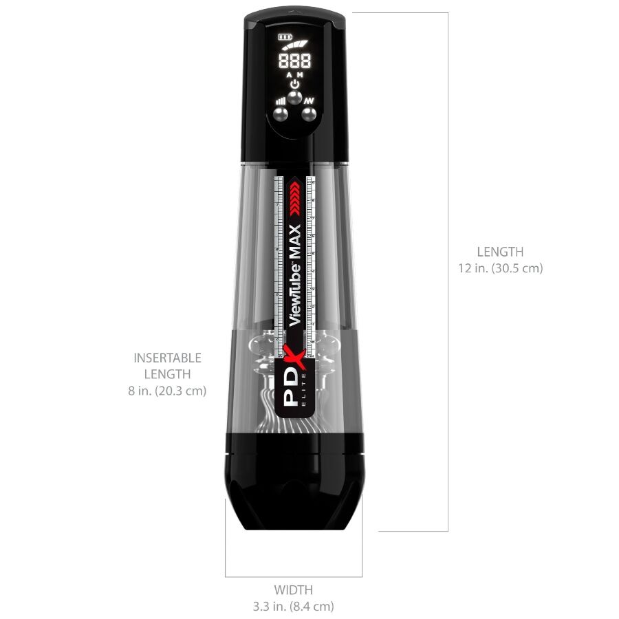 PDX ELITE - MASTURBATEUR AUTOMATIQUE SUÇOIR TRANSPARENT VIEWTUBE MAX