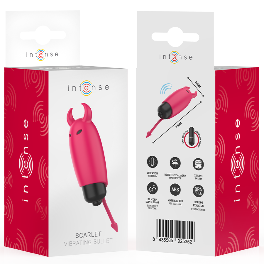 INTENSE - BALLE VIBRANTE ÉCARLATE DÉMON ROUGE 9,3 X 2,4 CM