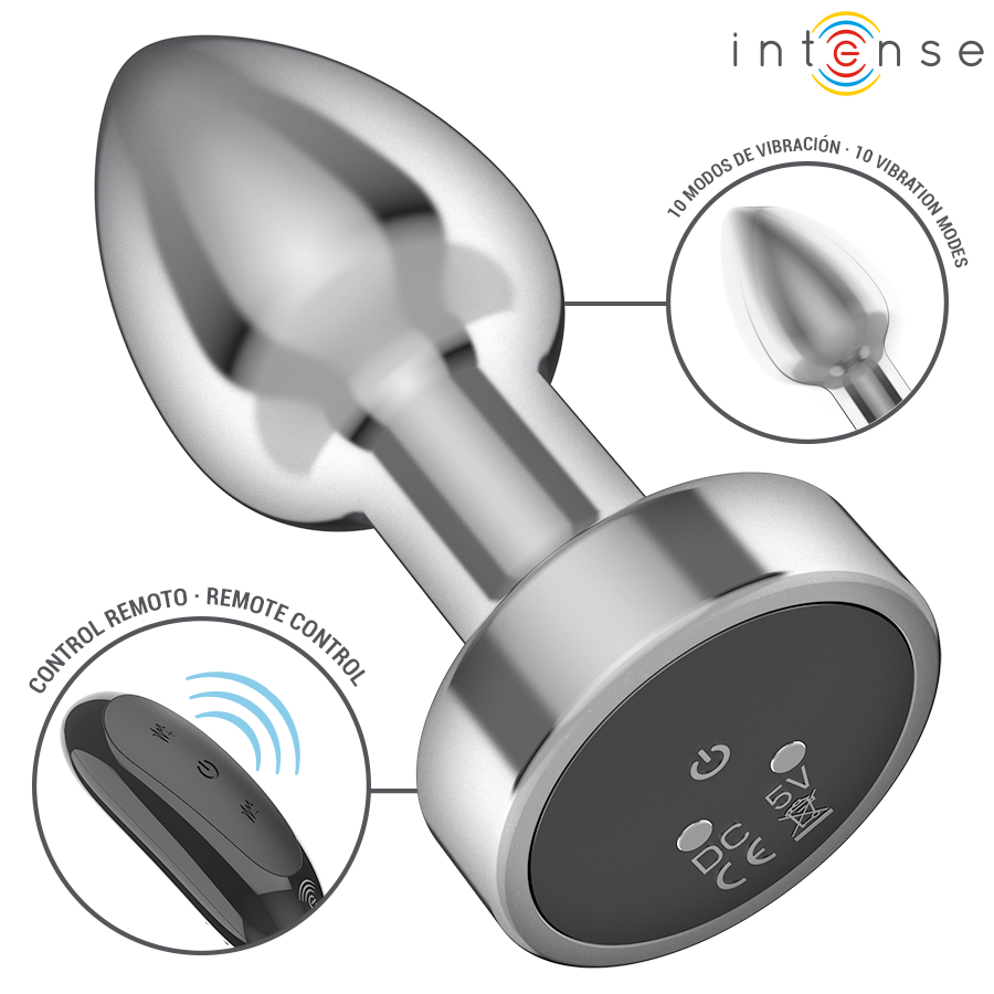 INTENSE - PLUG ANAL MÉTAL 10 VIBRATIONS AVEC TÉLÉCOMMANDE S