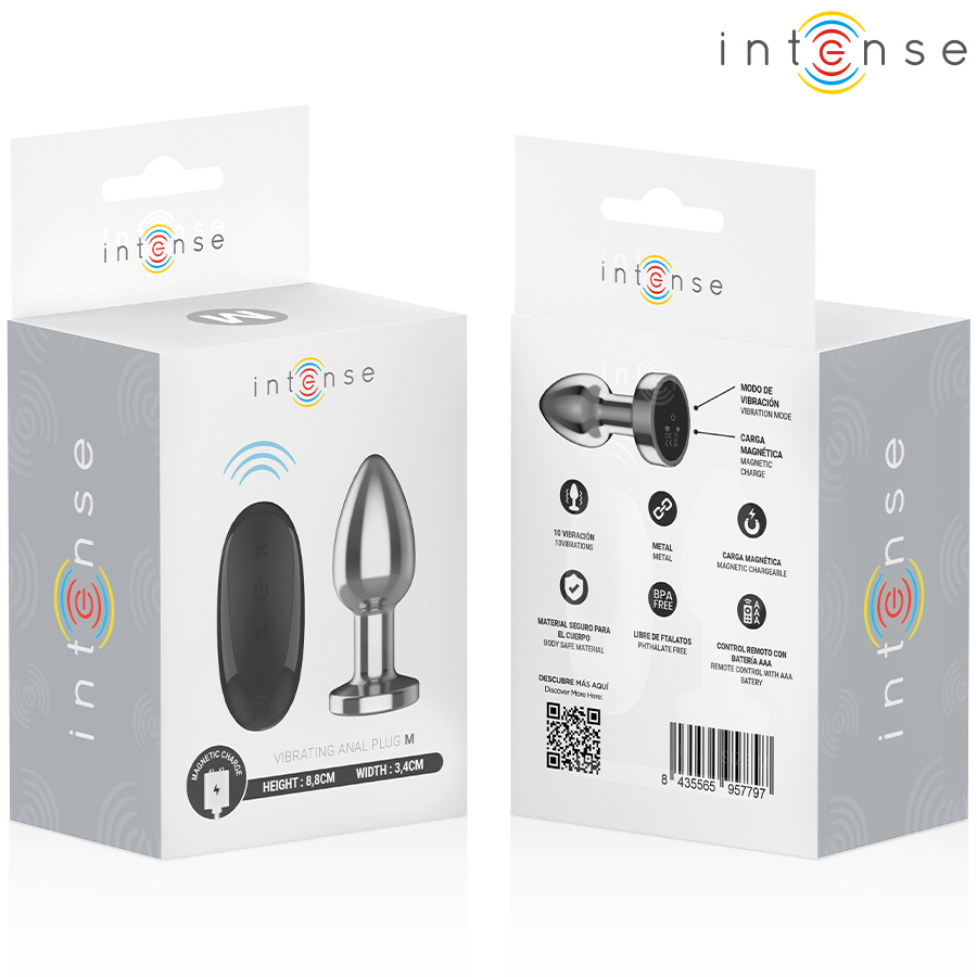 INTENSE - PLUG ANAL MÉTAL 10 VIBRATIONS AVEC TÉLÉCOMMANDE