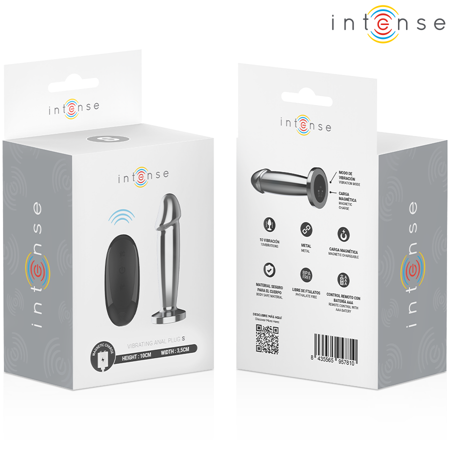 INTENSE - ANAL PLUG 10 VIBRATIONS METAL DILDO SHAPED WITH REMOTE CONTROL S
