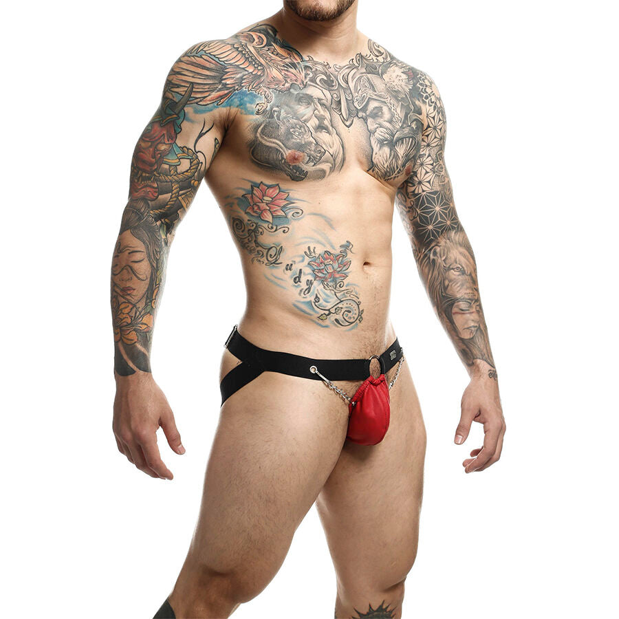MOB - JOCKSTRAP DONJON ROUGE AVEC CHAÎNES TAILLE UNIQUE