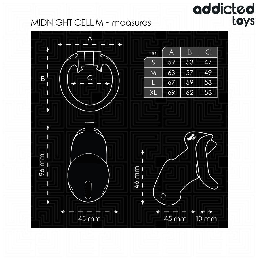 ADDICTED TOYS LOCKED - MINDNIGHT CELL JAULA PARA PENE TALLA M