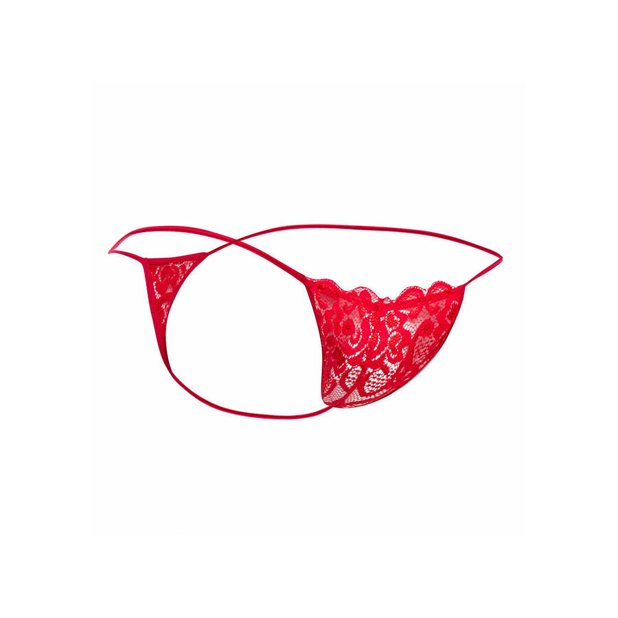 MOB - TANGA EN DENTELLE ROUGE TAILLE L/XL