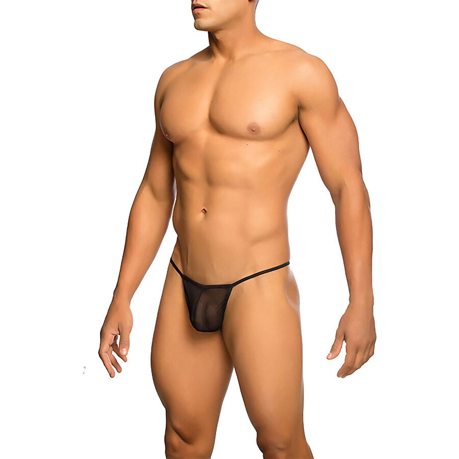 MOB - TANGA TRANSPARENTE CON FORMA DE T NEGRO TALLA S/M