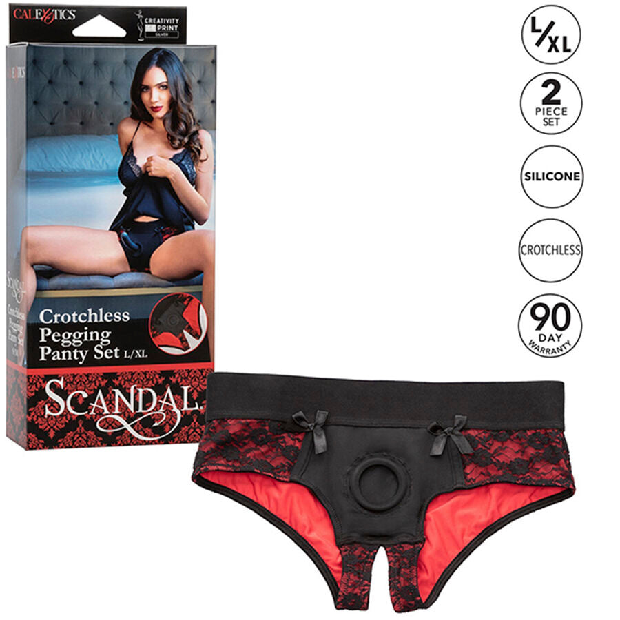 CALEXOTICS - SCANDAL ENSEMBLE CULOTTE OUVERT AVEC GODEMICHET TAILLE L/XL