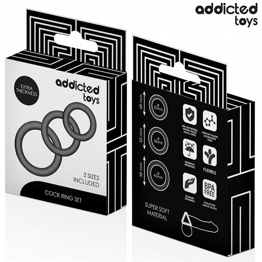 ADDICTED TOYS - ENSEMBLE D'ANNEAUX EN SILICONE MODÈLE 1