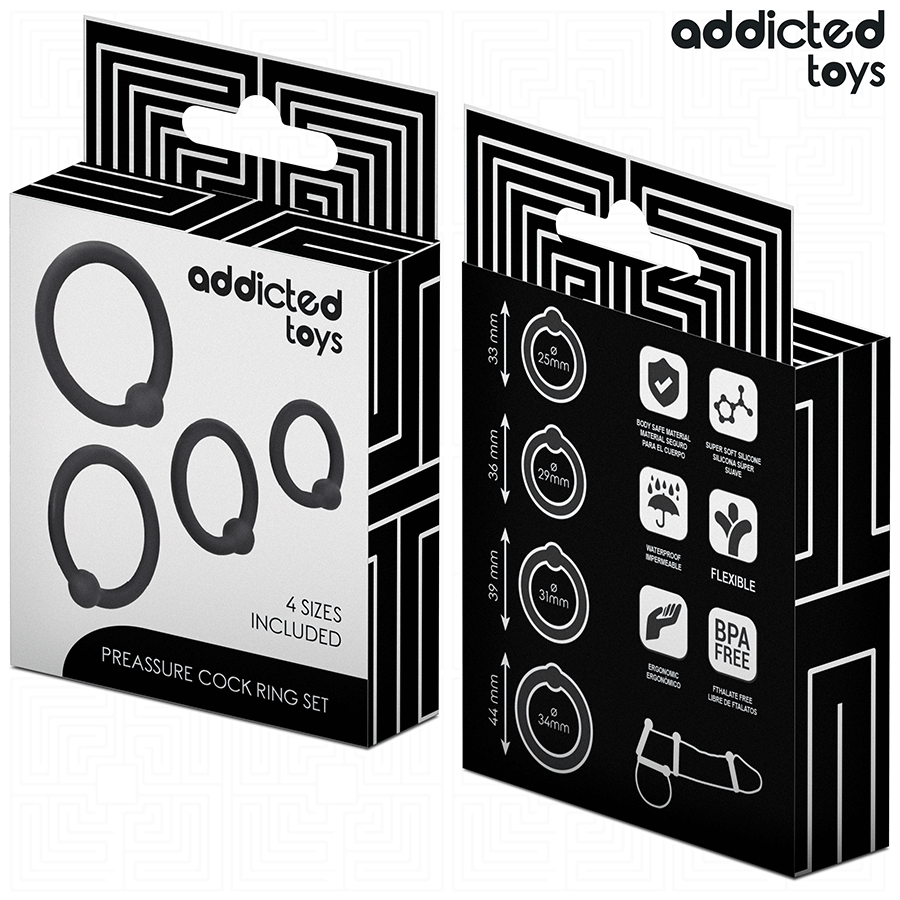ADDICTED TOYS - LOT DE BAGUES PÉNIS EN SILICONE À PRESSION
