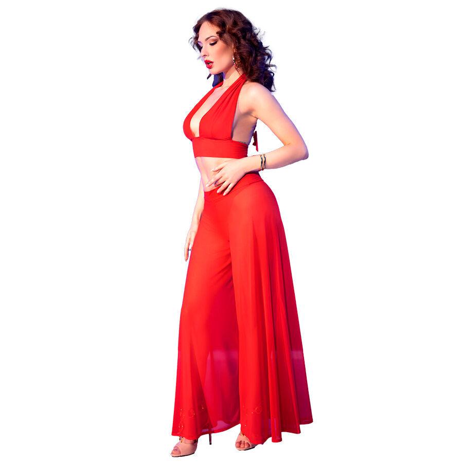 CHILIROSE - CR 4857 SET TOP AND PANTS RED SIZE M