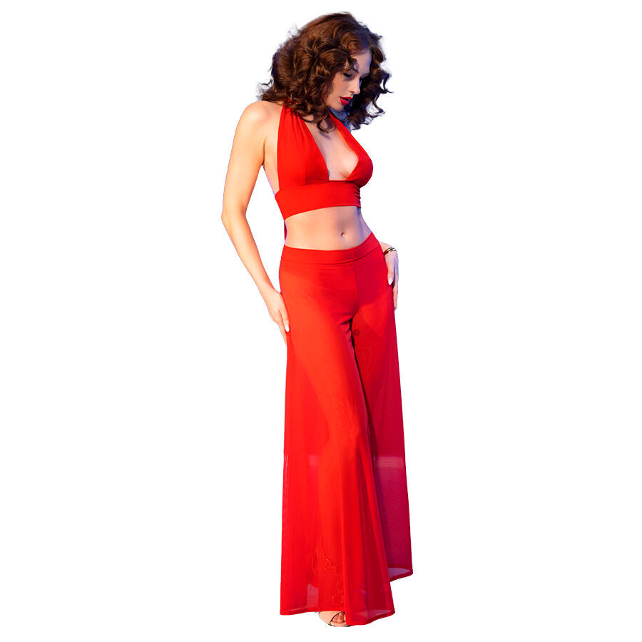 CHILIROSE - CR 4857 SET TOP AND PANTS RED SIZE M