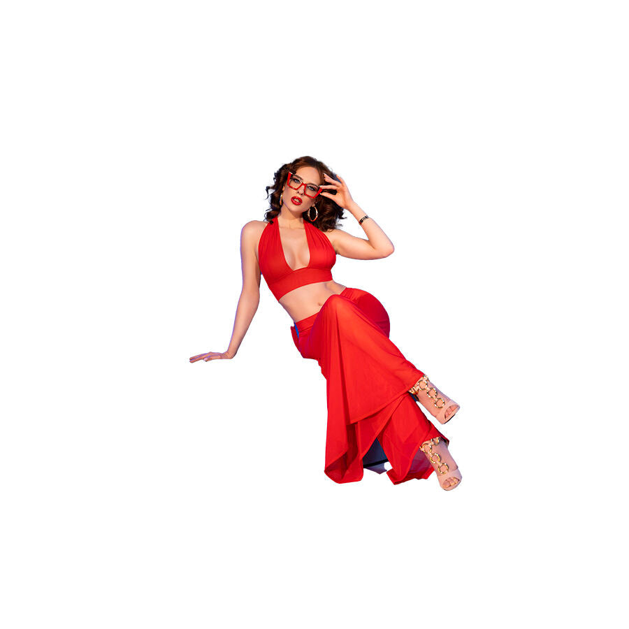 CHILIROSE - CR 4857 SET TOP AND PANTS RED SIZE M