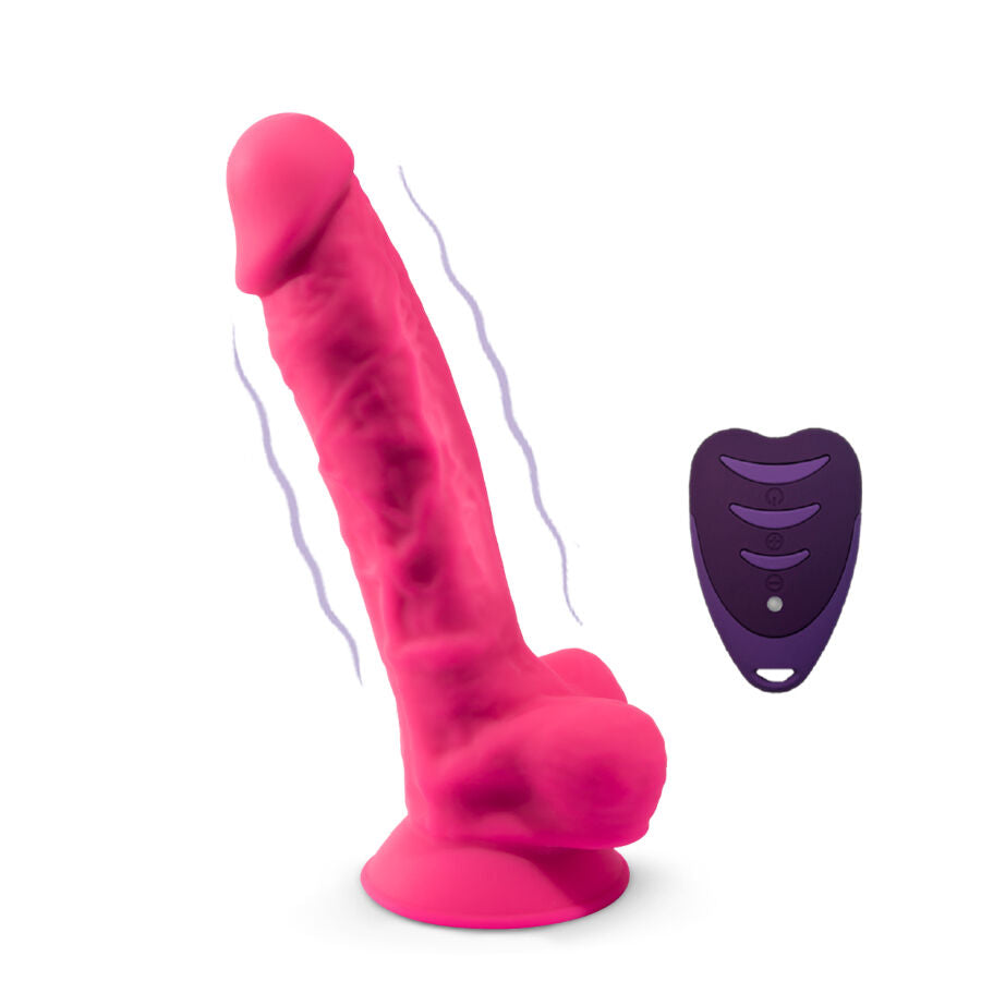 SILEXD - PÉNIS RÉALISTE MODÈLE 18 ROSE VIBRATION + TÉLÉCOMMANDE LRS