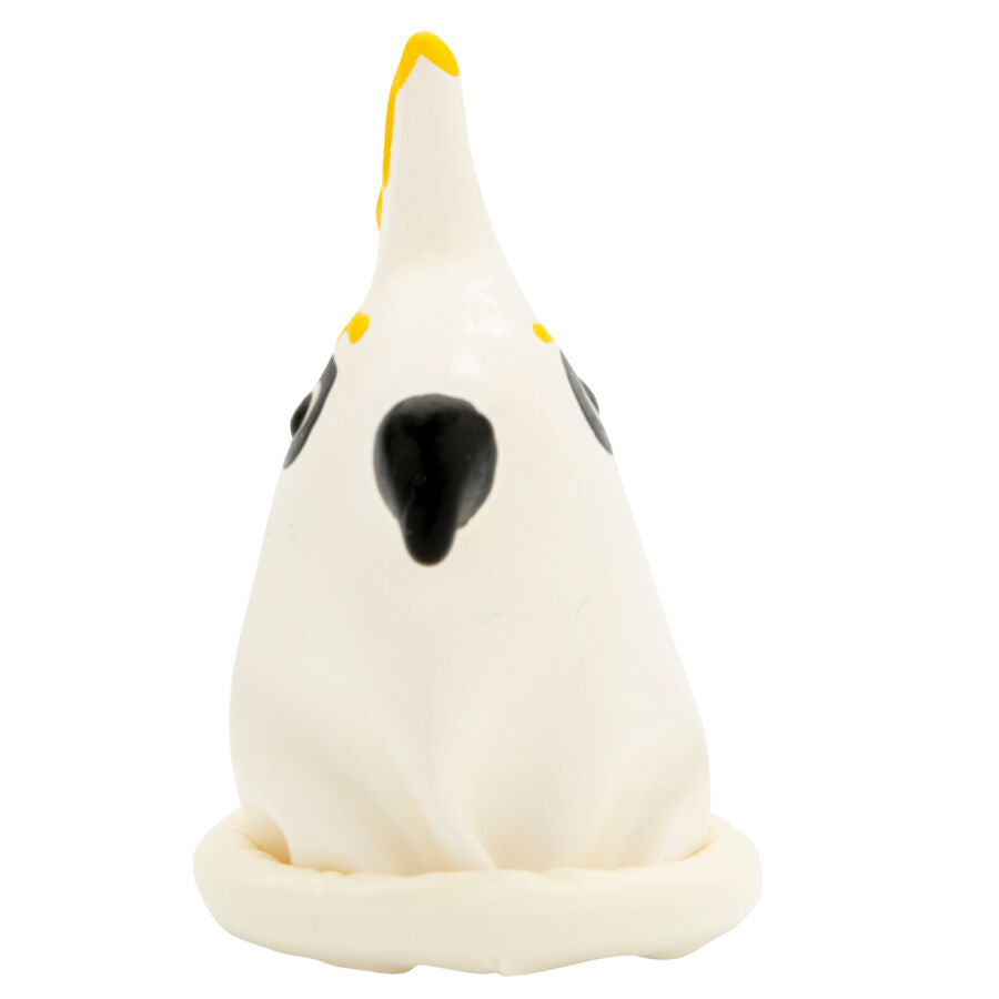 CONDOMERIE - PRÉSERVATIF DÉCORATIF PEINT À LA MAIN PERROQUET BLANC