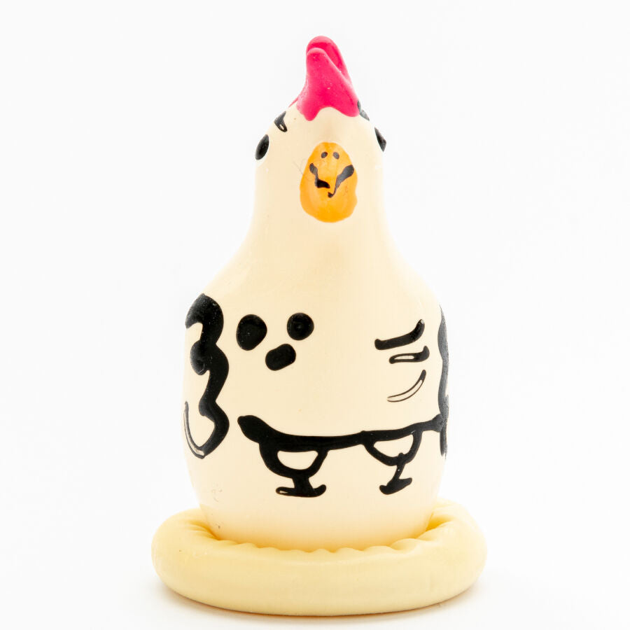 CONDOMERIE - PRÉSERVATIF DÉCORATIF PEINT À LA MAIN COQ PRÉTENTIEUX