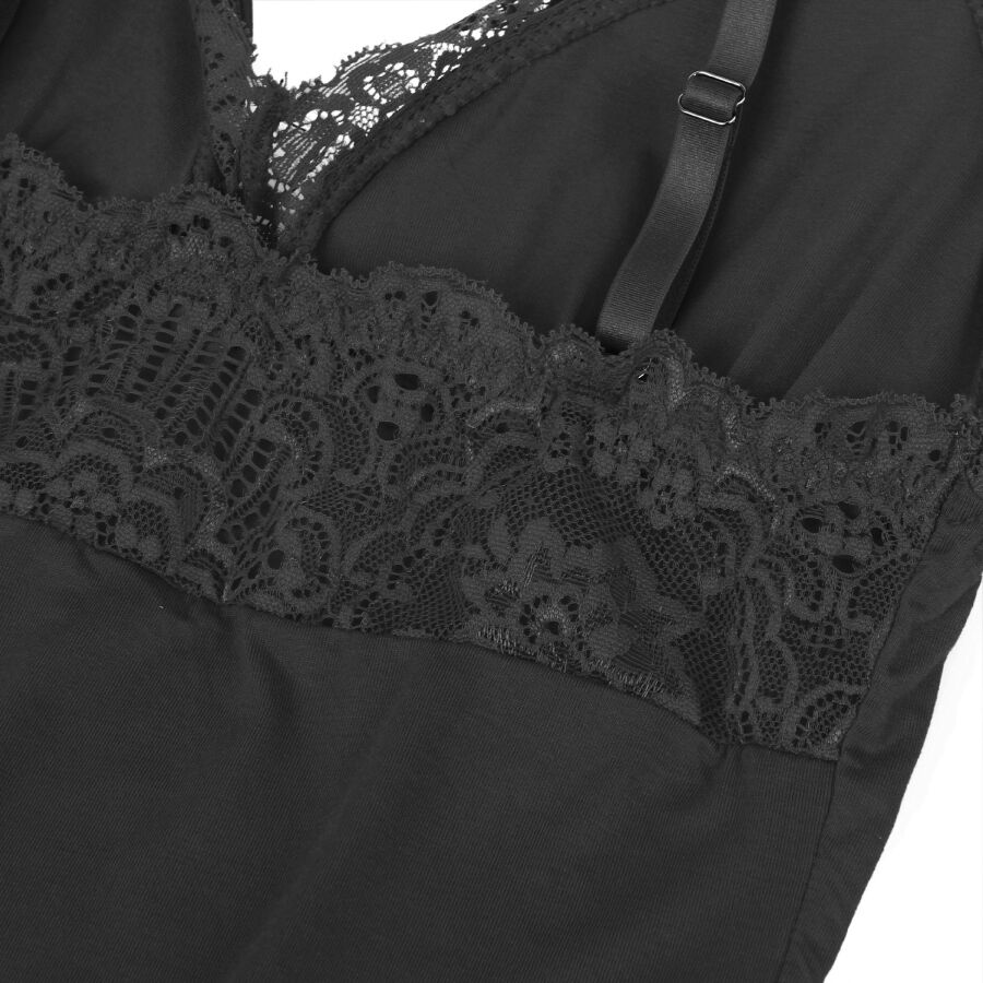 SUBBLIME - TEDDY WITH FLORAL LACE DETAIL BLACK L/XL