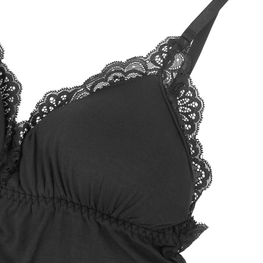 SUBBLIME - TEDDY WITH FLORAL LACE DETAIL BLACK L/XL