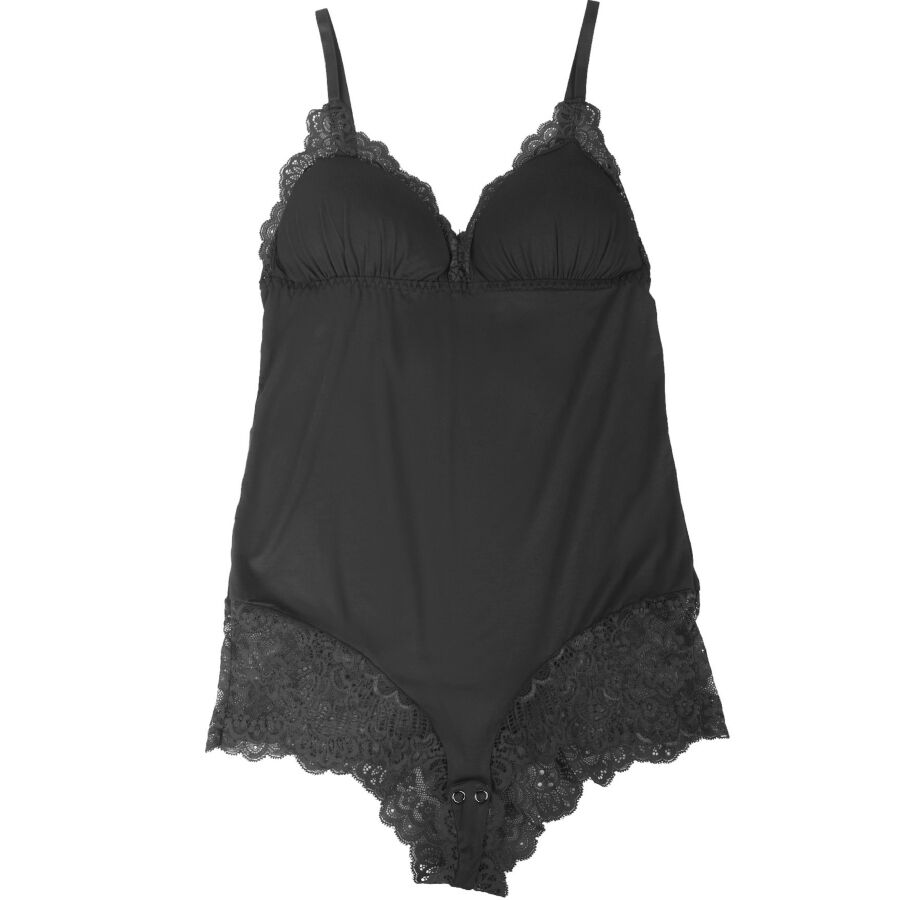 SUBBLIME - TEDDY WITH FLORAL LACE DETAIL BLACK L/XL