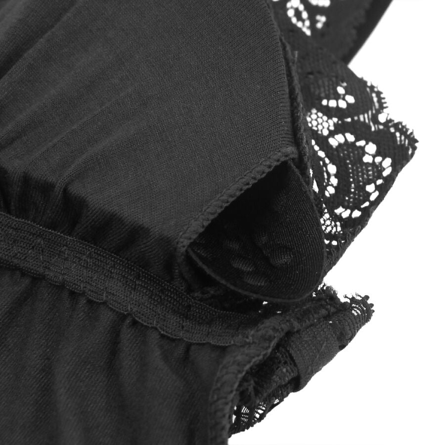 SUBBLIME - TEDDY WITH FLORAL LACE DETAIL BLACK L/XL