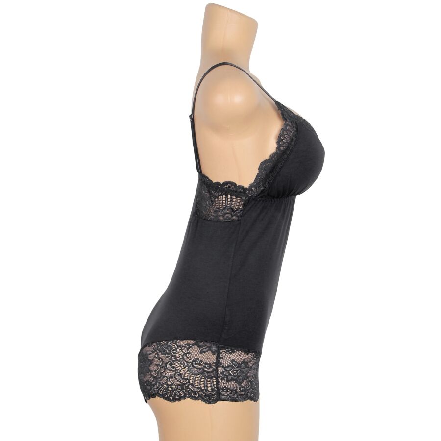SUBBLIME - TEDDY WITH FLORAL LACE DETAIL BLACK L/XL