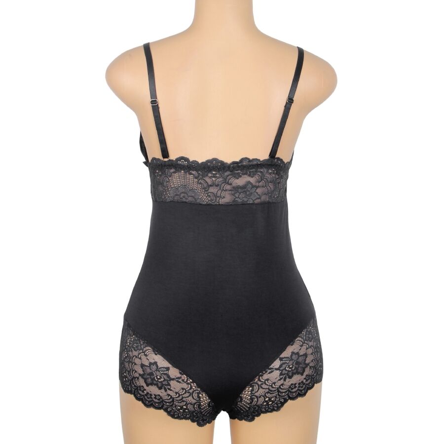SUBBLIME - TEDDY WITH FLORAL LACE DETAIL BLACK L/XL