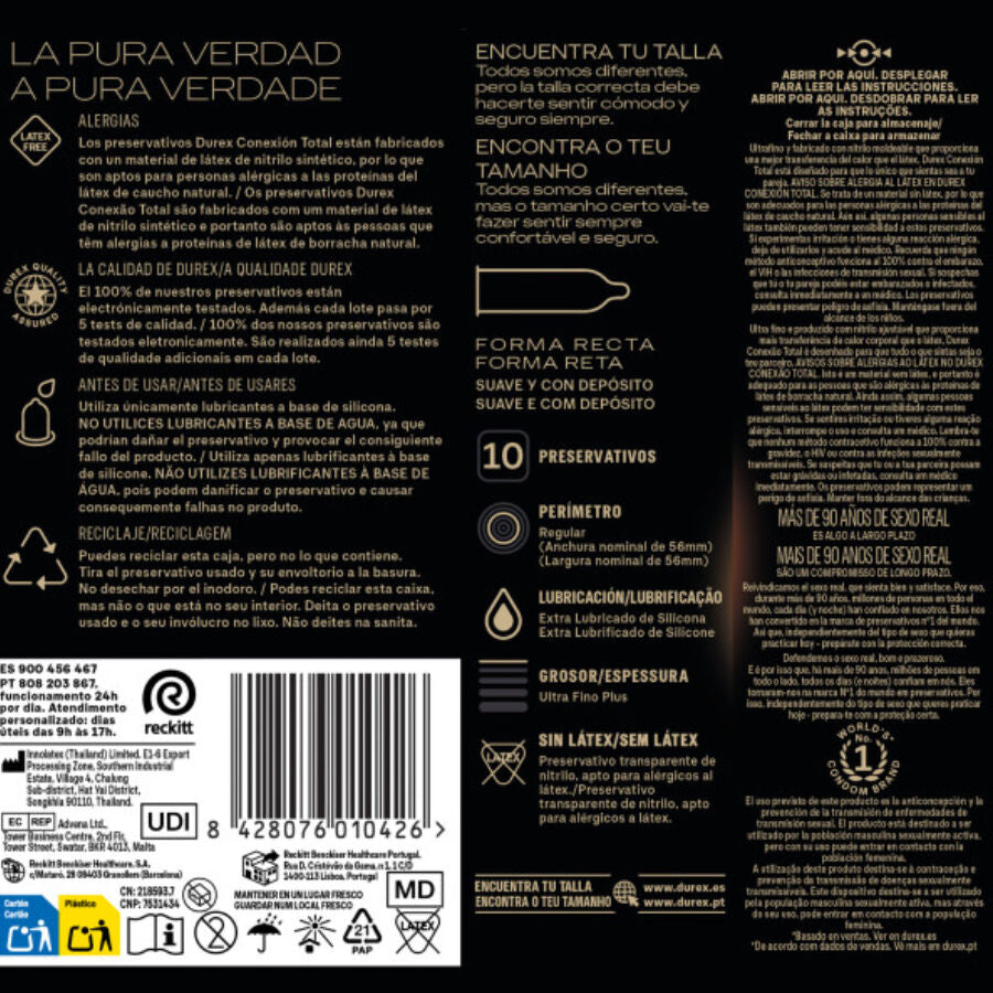 DUREX - CONNEXION TOTALE XL ULTRA FIN PLUS SANS LATEX 10 UNITÉS
