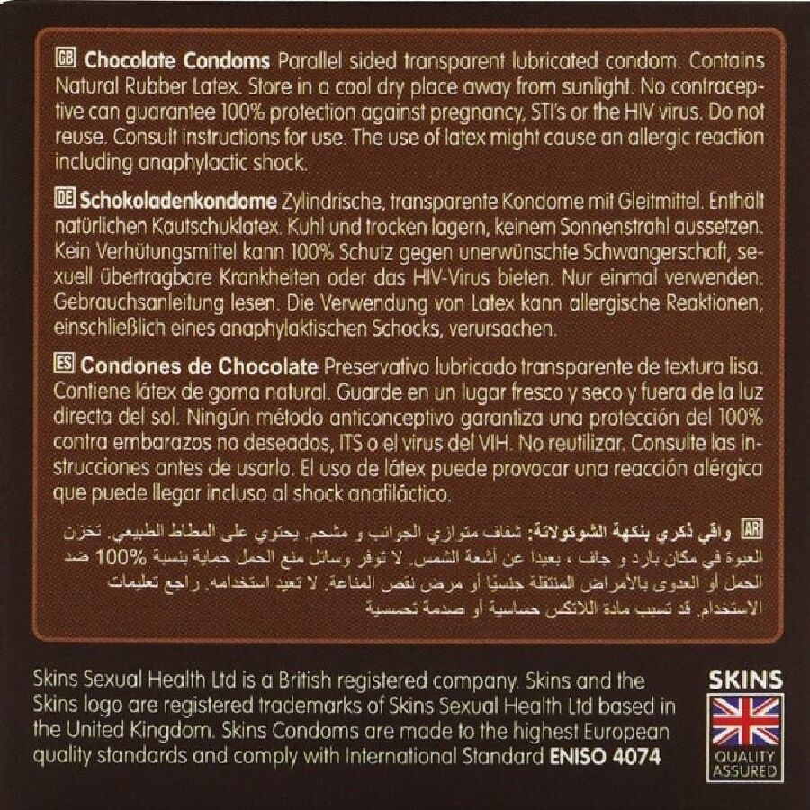 SKINS - PREMIUM CONDOMS CHOCOLATE FLAVOR PACK 4