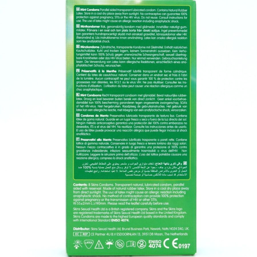 SKINS - PREMIUM MINT FLAVOR CONDOMS PACK OF 8