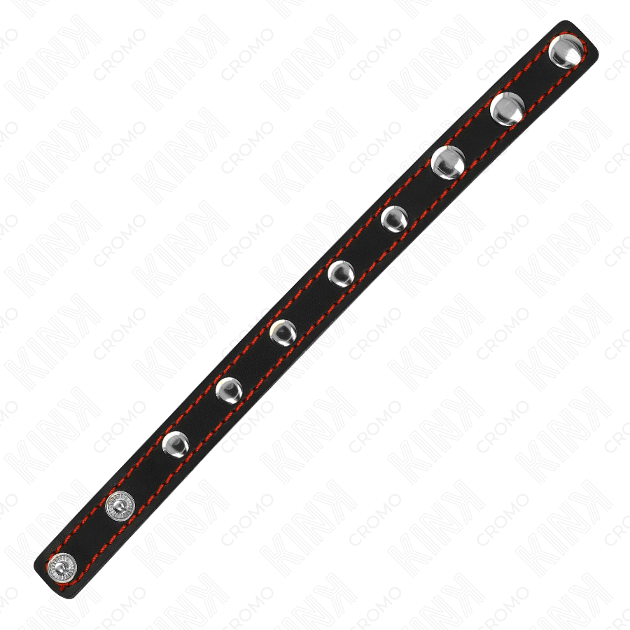 KINK - LEATHER PENIS RING WITH SNAP CLOSURE, RED LINING, 21 X 1.5 CM