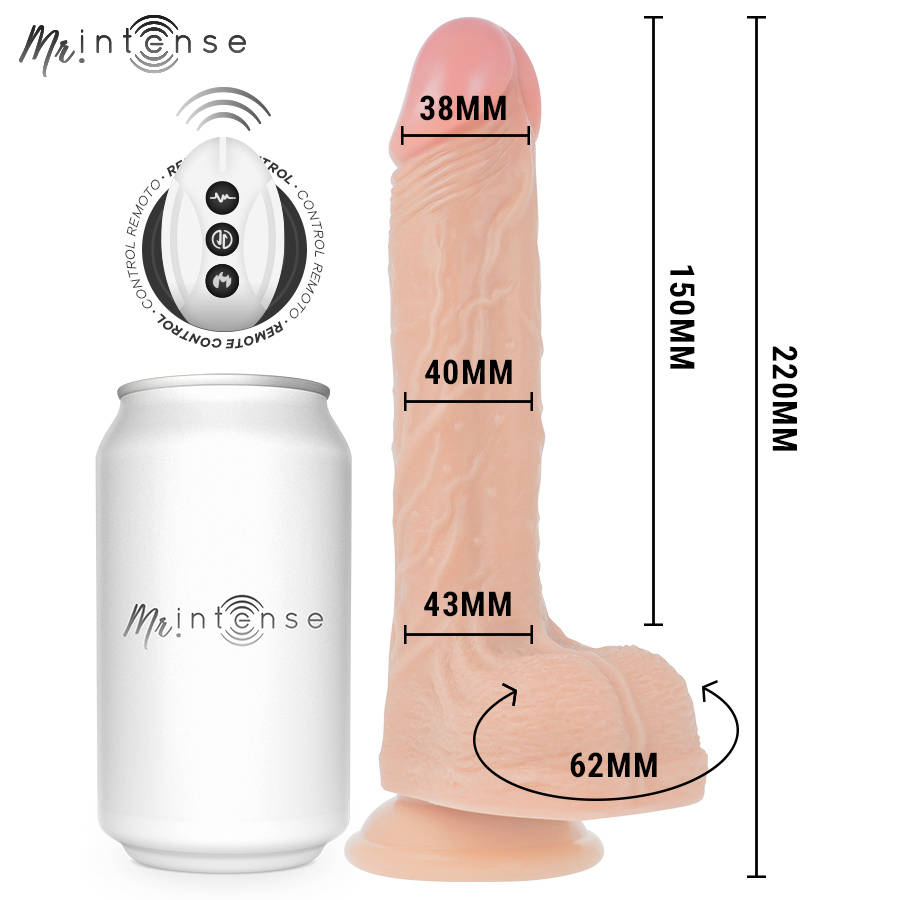 MR INTENSE - BROSNAN RÉALISTE MULTIFONCTION AVEC VIBRATION HAUT ET BAS TÉLÉCOMMANDE 22 CM -OU- 4 CM