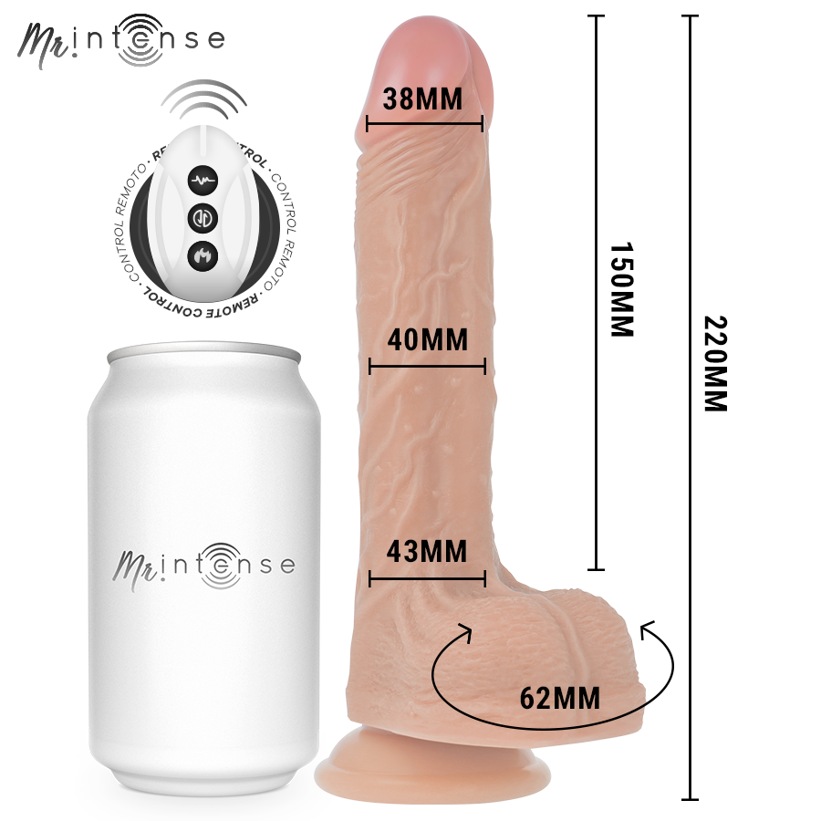 MR INTENSE - BALDWIN REALISTIC MULTIFUNCTIONAL WITH VIBRATION, UP AND DOWN REMOTE CONTROL, 22 CM - OR - 4 CM