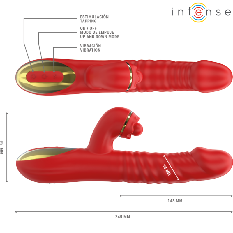 INTENSE - THALIA VIBRATION & PUSH & STIMULATION RED