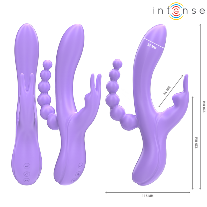 INTENSE - MIKO TRIPLE VIBRATEUR RABBIT & STIMULATEUR & ANAL 7 VIBRATIONS VIOLET