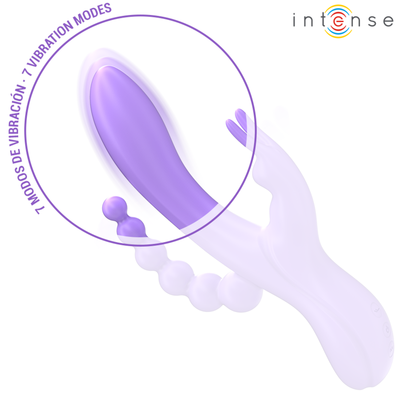 INTENSE - MIKO TRIPLE VIBRATEUR RABBIT & STIMULATEUR & ANAL 7 VIBRATIONS VIOLET