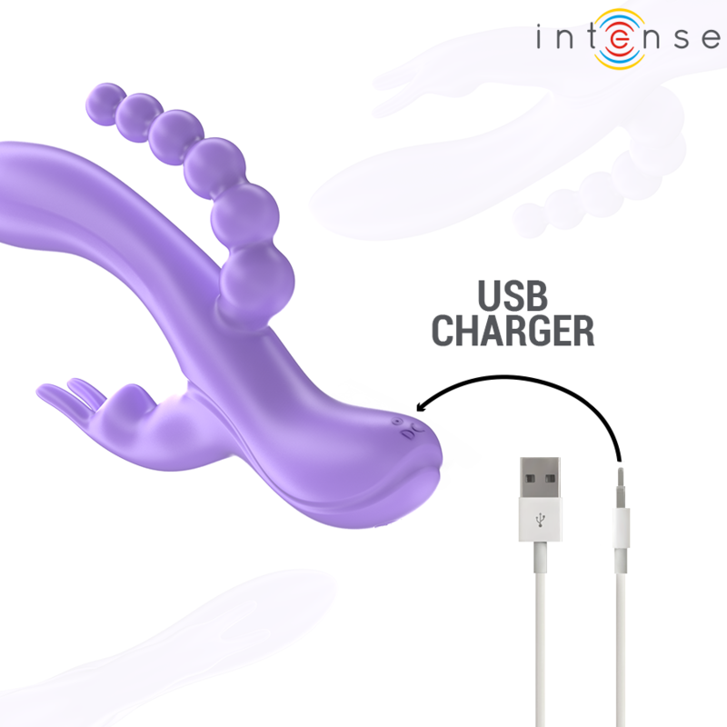 INTENSE - MIKO TRIPLE VIBRATEUR RABBIT & STIMULATEUR & ANAL 7 VIBRATIONS VIOLET