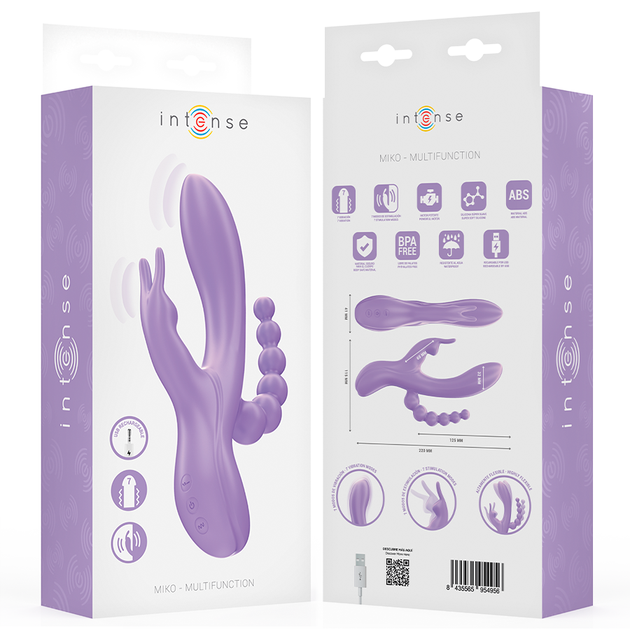 INTENSE - MIKO TRIPLE VIBRATEUR RABBIT & STIMULATEUR & ANAL 7 VIBRATIONS VIOLET