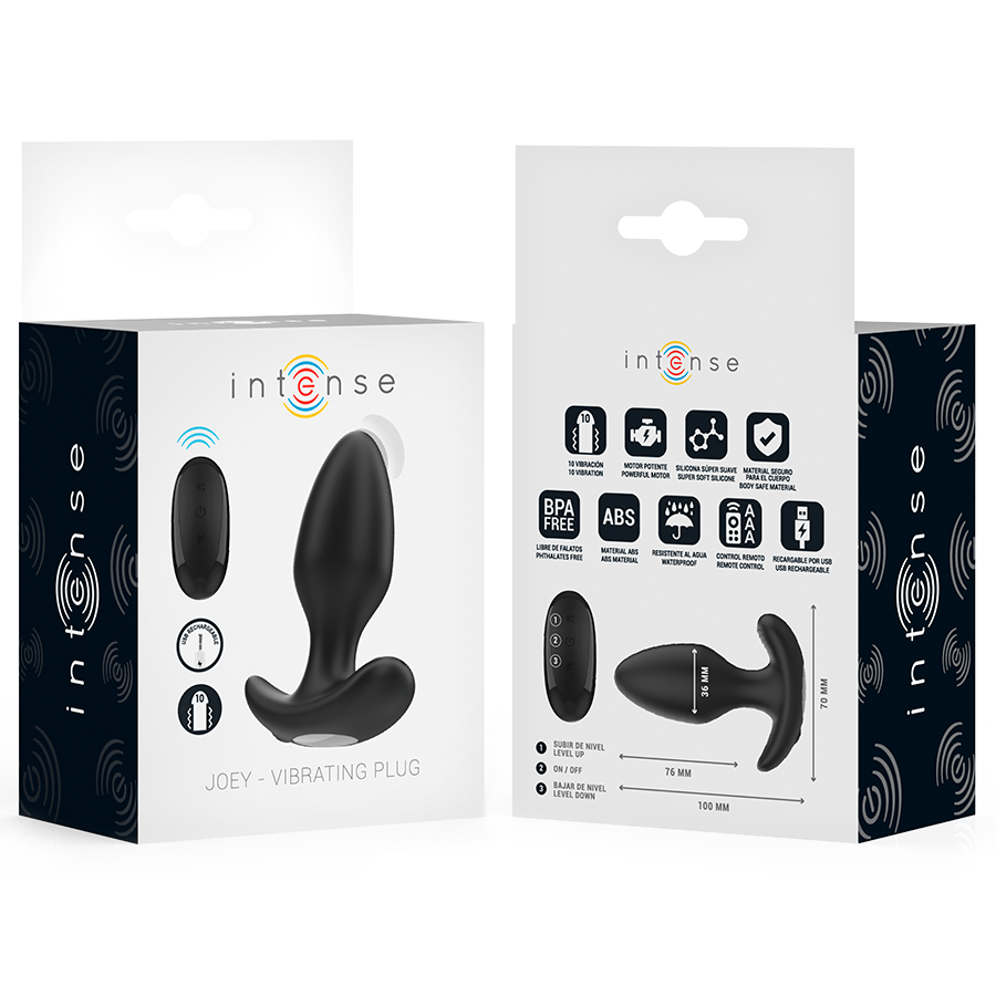 INTENSE - JOEY PLUG ANAL 10 VIBRATIONS NOIR TÉLÉCOMMANDE