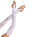 LEG AVENUE - MITAINES BRAS CHAUDS EXTRA-LONGUES EN DENTELLE FLORALE BLANCHE