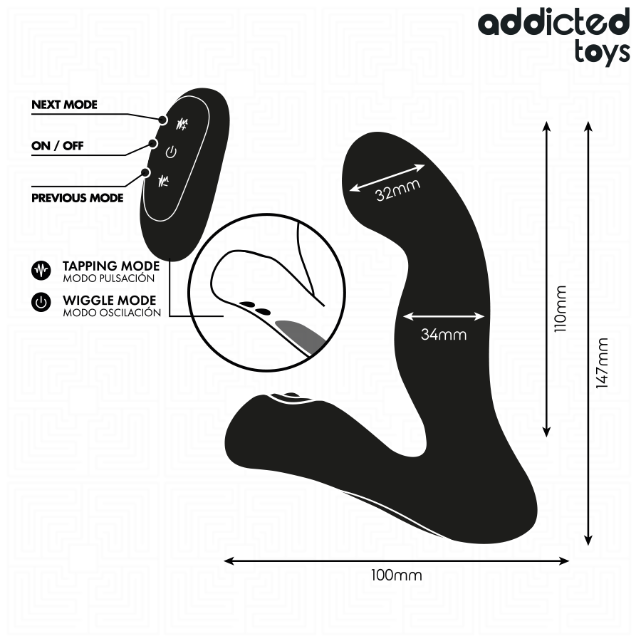 ADDICTED TOYS - OSCILLATING PROSTATE MASSAGER WITH PULSATION MODE AND REMOTE CONTROL