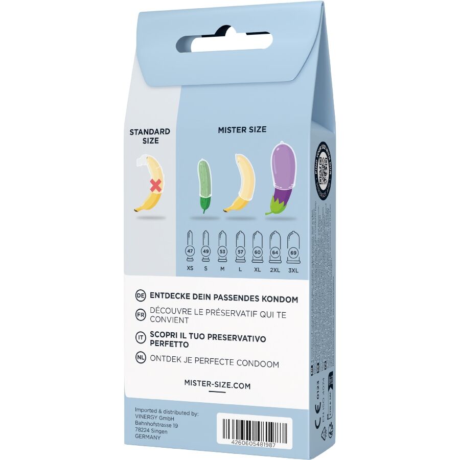 MISTER SIZE - PACK TEST 3 PRÉSERVATIFS DE TAILLES DIFFÉRENTES + RUBAN DE MESURE