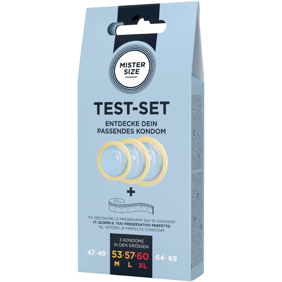 MISTER SIZE - PACK TEST 3 PRÉSERVATIFS DE TAILLES DIFFÉRENTES + RUBAN DE MESURE