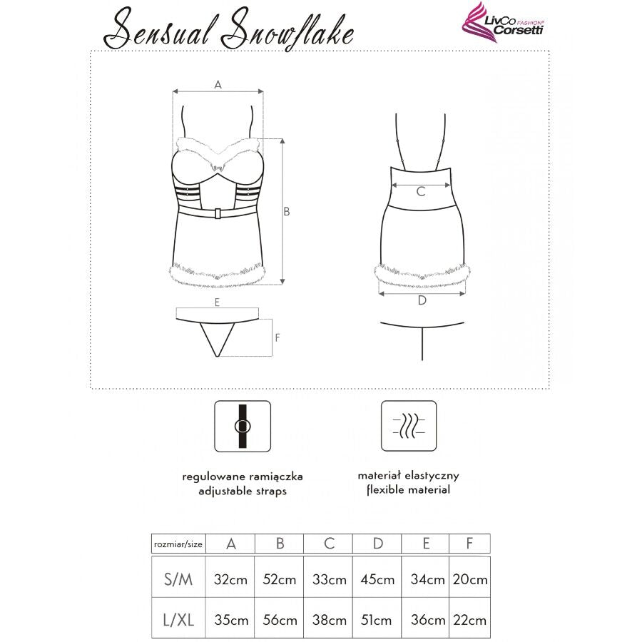 LIVCO CORSETTI FASHION - SENSUAL SNOWFLAKE LC 90603 CHEMISE + TANGA + SERRE-TÊTE DE NOËL L/XL