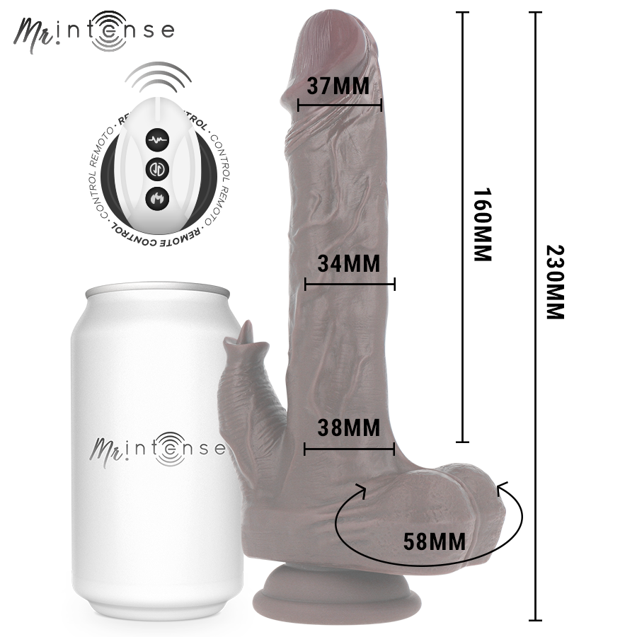 MR INTENSE - REALISTIC MULTIFUNCTION MORGAN WITH VIBRATION, ROTATION AND UP AND DOWN REMOTE CONTROL 23 CM -O- 3.5 CM