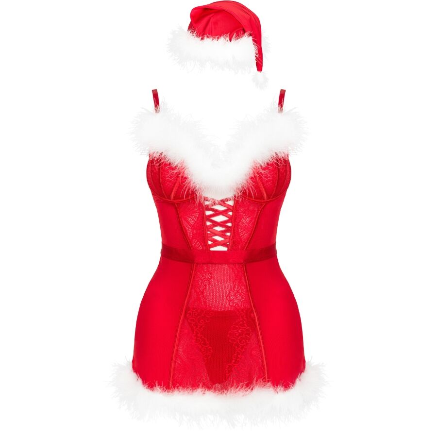 LIVCO CORSETTI FASHION - AGETHE LC 90607 CHEMISE + TANGA + BONNET DE NOËL L/XL