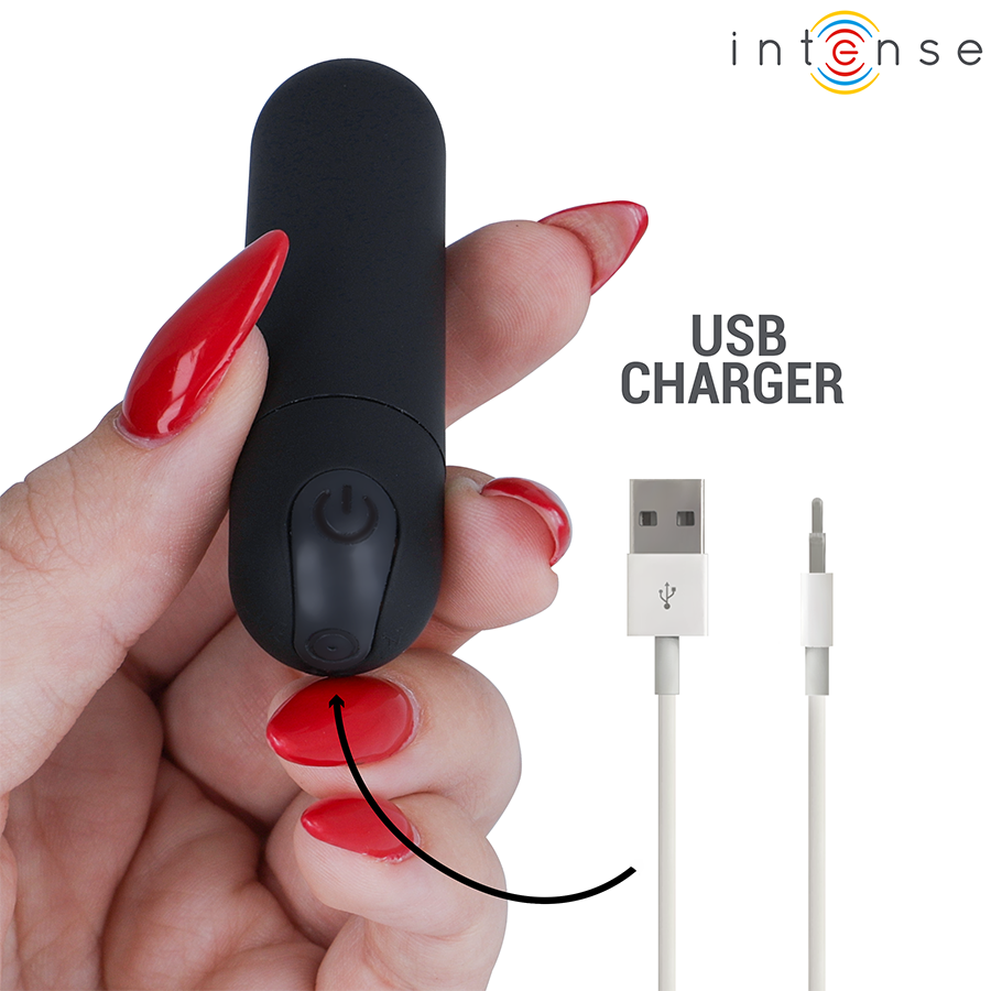 INTENSE - KAREN MINI BULLET VIBRATOR 10 MODES RECHARGEABLE BLACK